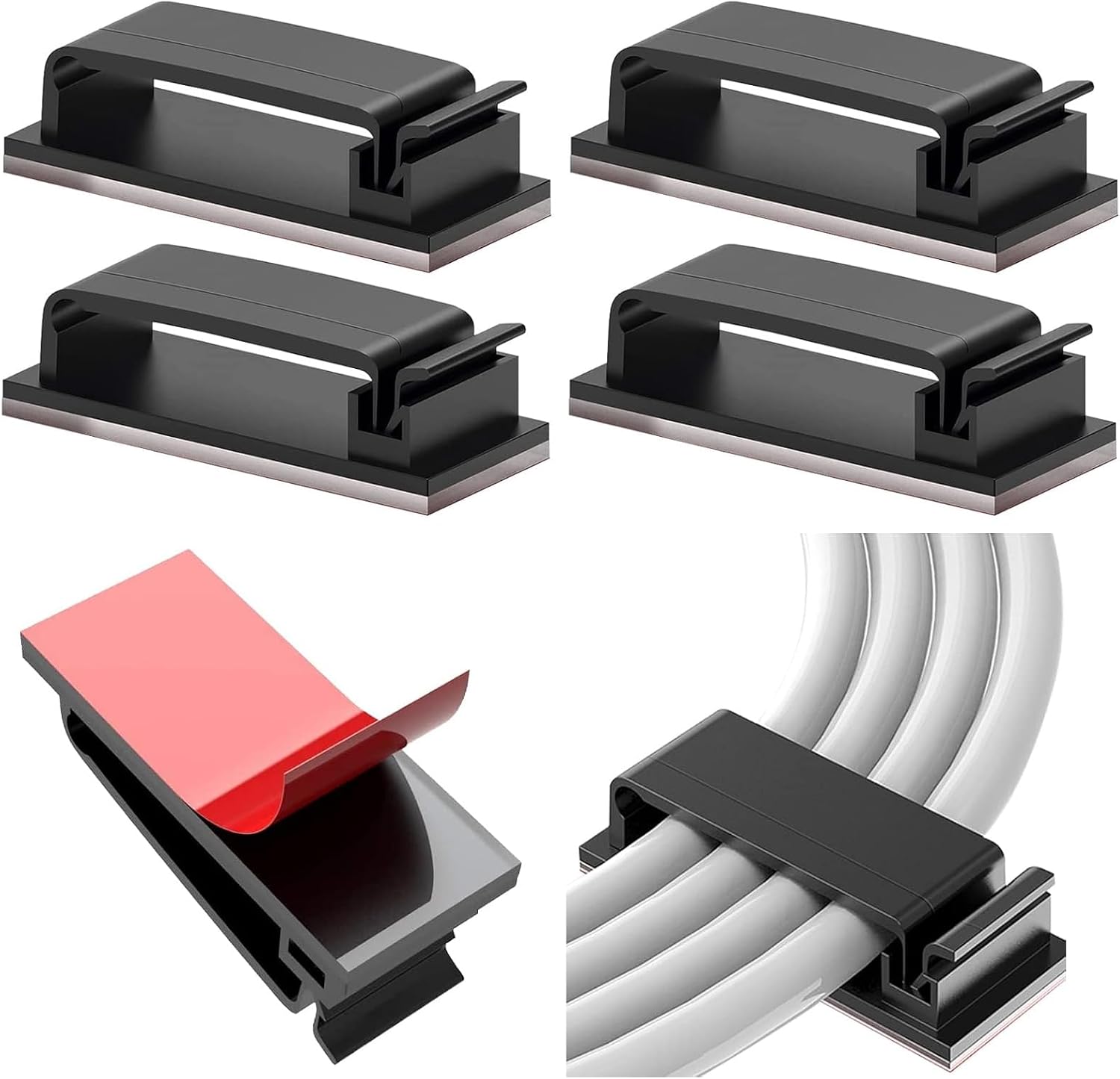 10 Selbstklebende Kabelclips, Kabelorganisator, Kabelmanagement Für Elektrische Kabel, Kabelmanagement Für Fernseher, Pc, Laptop, Schwarz