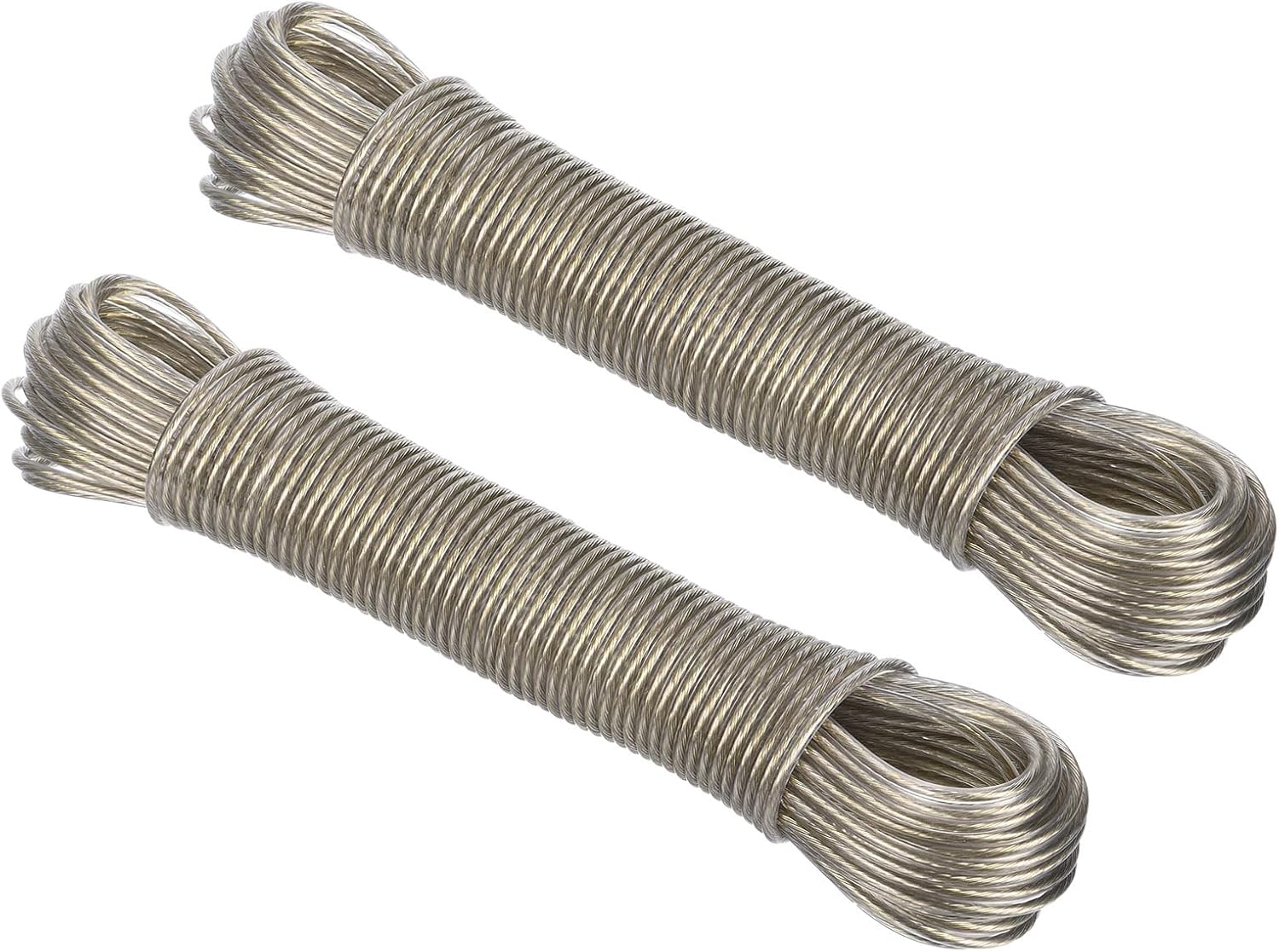 Wäscheleine Aus Beschichtetem Kunststoff, 2er-pack, 3 Mm X 20 M, Extra Starker Stahldraht Zum Wäschetrocknen, Zum Aufhängen Im Freien, Transparent
