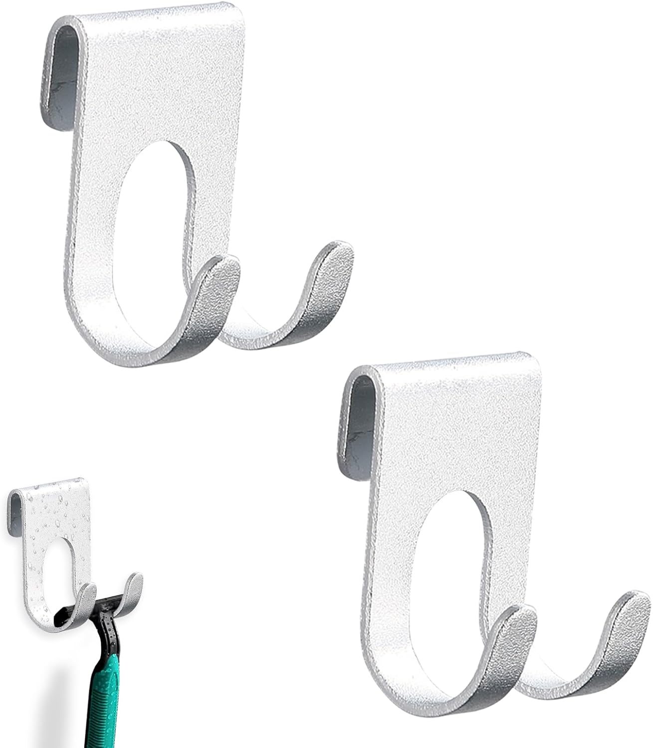 Rasiererhalter Für Die Dusche, 2-teiliges Set Mehrzweck-handtuchhalter, Wasserfeste Klebehaken, Kein Bohren Erforderlich, Edelstahl Für Bad, Schlafzimmer, Küche