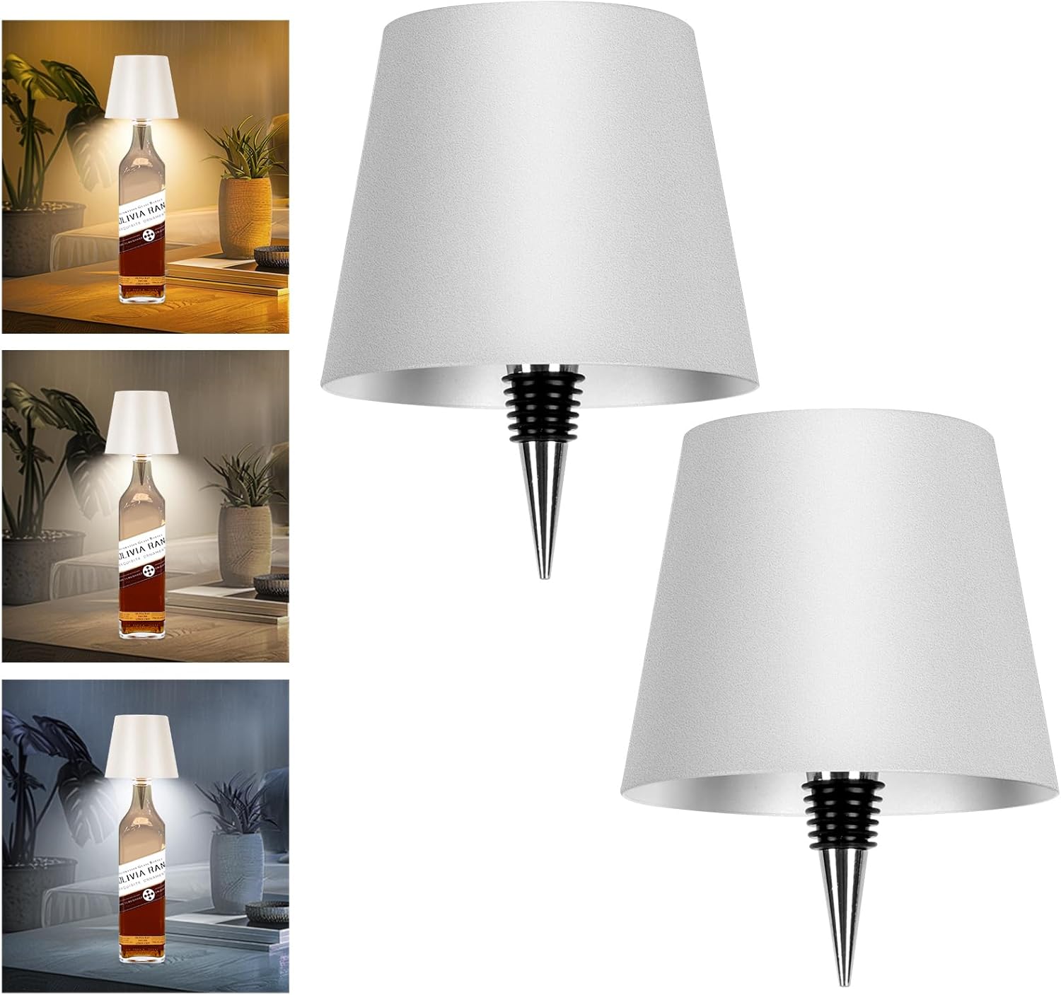2er-pack Weinflaschenlampen, 2025 Neue 3-farbige Wiederaufladbare Kabellose Flaschenlampen, Flaschenlampen-set Für Spirituosenflaschen Mit Touch-dimmfunktion Für Partys, Restaurants Und Heimdekoration