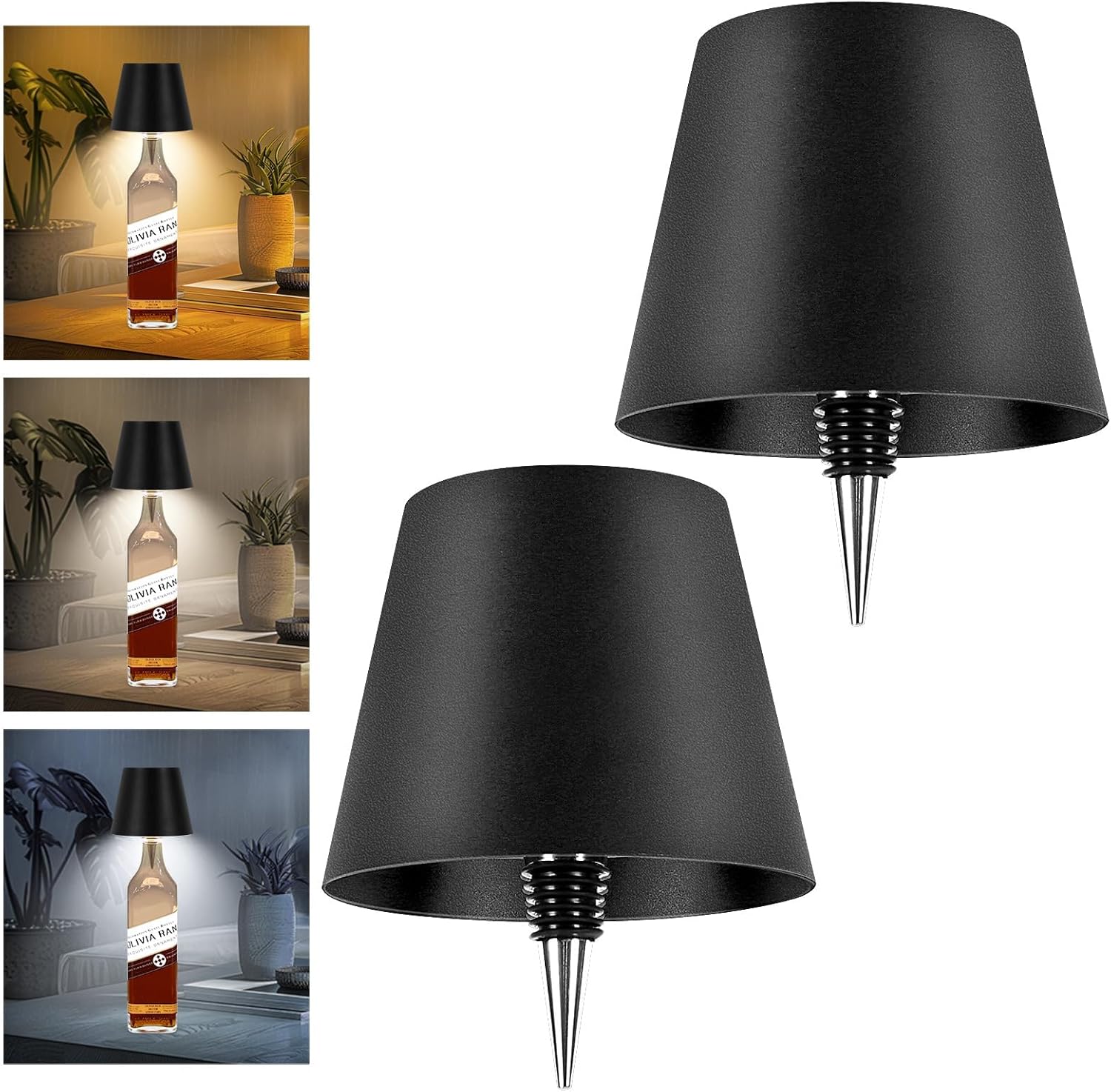 2er-pack Weinflaschenlampen, 2026 Neue 3-farbige Wiederaufladbare Kabellose Flaschenlampen, Flaschenlampen-set Für Spirituosenflaschen Mit Touch-dimmfunktion Für Partys, Restaurants Und Heimdekoration