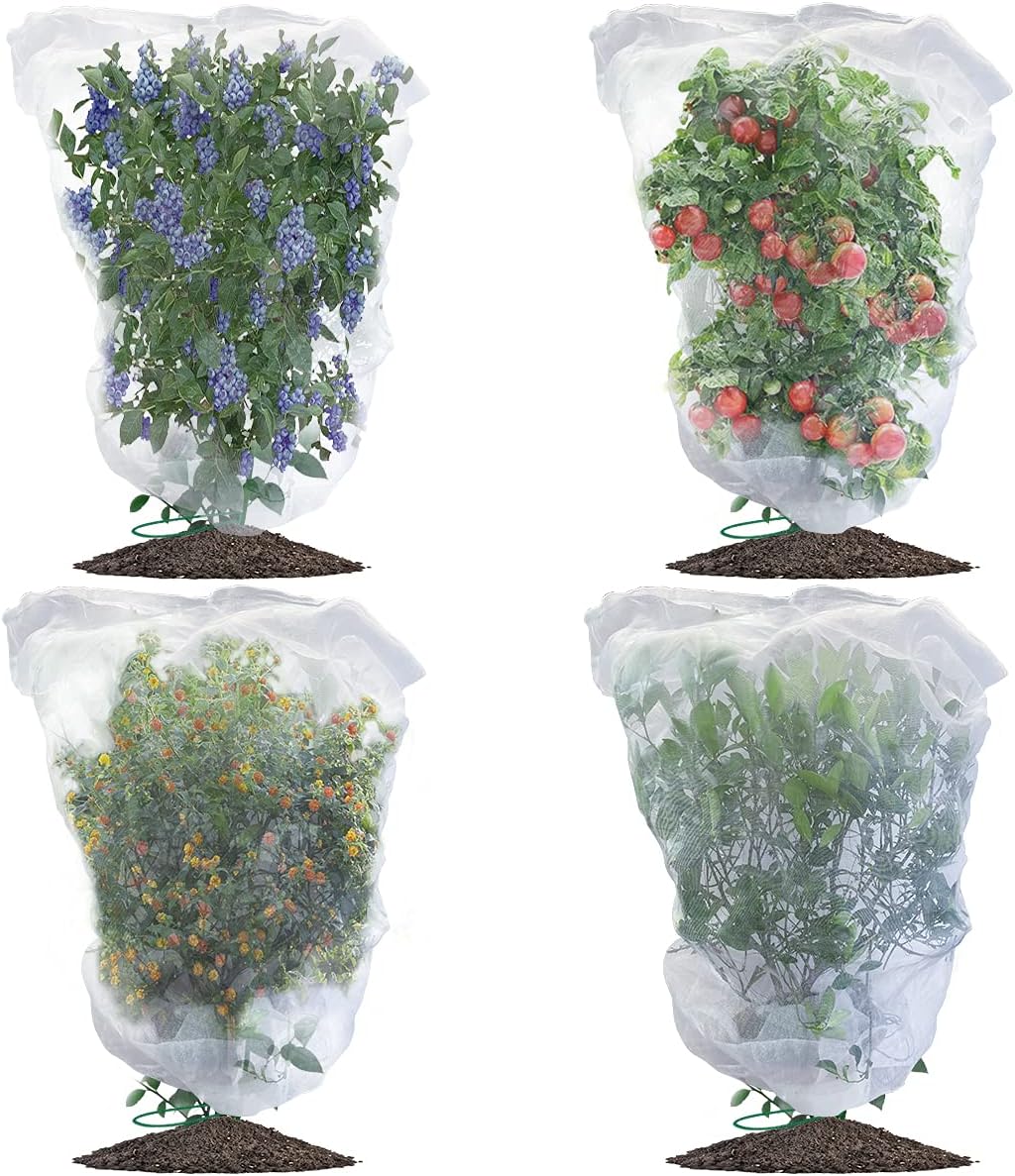 Evoio Vogelschutznetz Für Garten, Heidelbeersträucher, Obstbäume, Pflanzenschutznetze Mit Kordelzug, 4er-pack, 1,4 X 1,8 M, Sträucher, Tomaten, Erdbeeren, Beeren