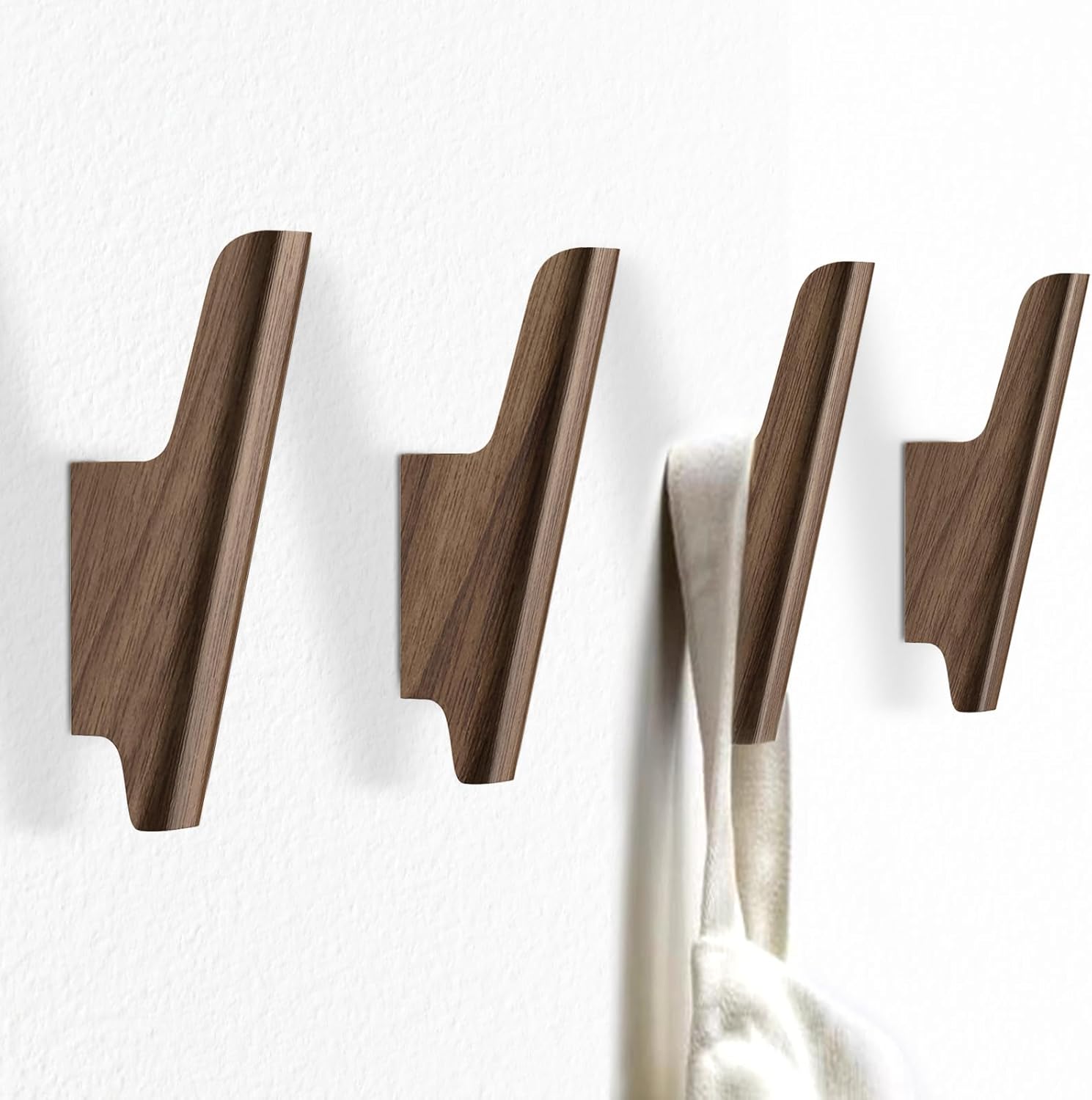 4er-pack Wandhaken Aus Holz, Garderobenhaken Zur Wandmontage, Walnussholzhaken Zum Aufhängen Von Hüten, Taschen, Rucksäcken, Rustikale Garderobenhaken Für Die Wand, Handtuchhaken Aus Holz Für Badezimm