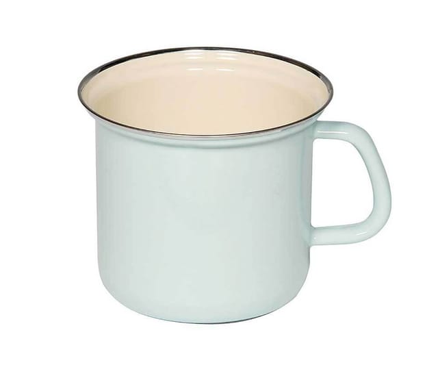 Riess Topf Emaille Pastell Türkis mit Chromrand 14cm