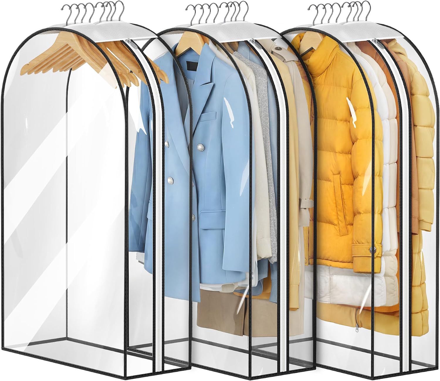 Misslo 10" Kleidersäcke Mit Zwickel, Komplett Transparent, Zum Aufhängen Von Kleidung, 3er-pack 40" Anzugsäcke Zur Aufbewahrung Im Kleiderschrank Kleidersack Für Hemden, Mäntel Und Kleider