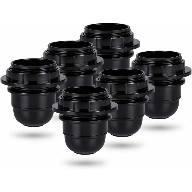 E27 Schraubsockel Schwarz - 6x Lampenfassung E27 Ring Aus Kunststoff - Glühbirnenfassung E27 - Fassung Glühbirne E27 Halterung Für Decke Und Hängeleuchte - E27 Glühbirnenfassung