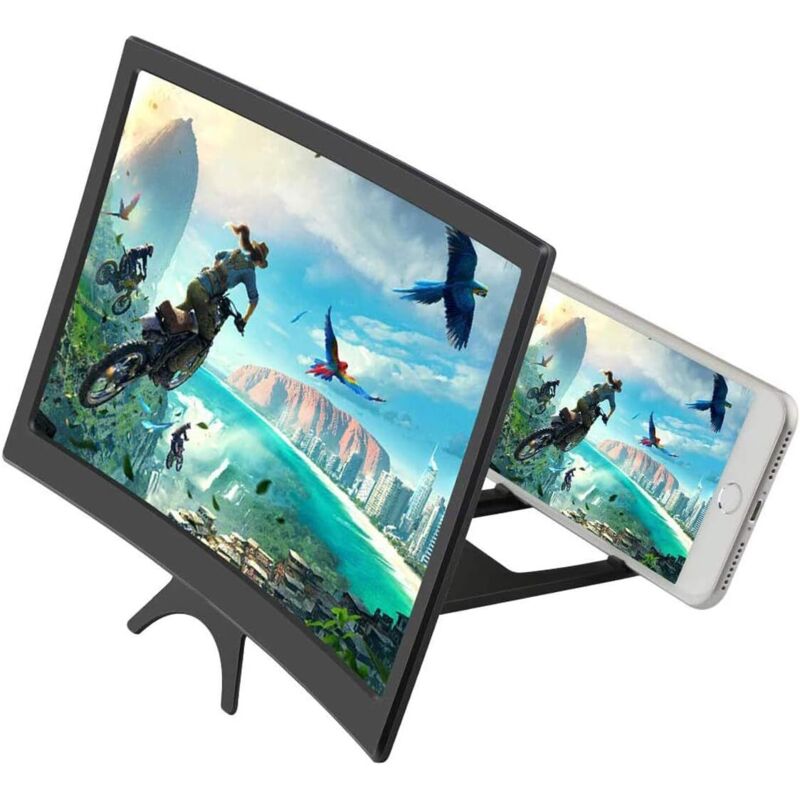 Bildschirmlupe Für Mobiltelefone, 12" 3d-bildschirm, Faltbarer Smartphone-verstärker, 3-4-fache Vergrößerung Mit Gewölbtem Oberflächendesign, Filmvergrößerer Für Alle Smartphones