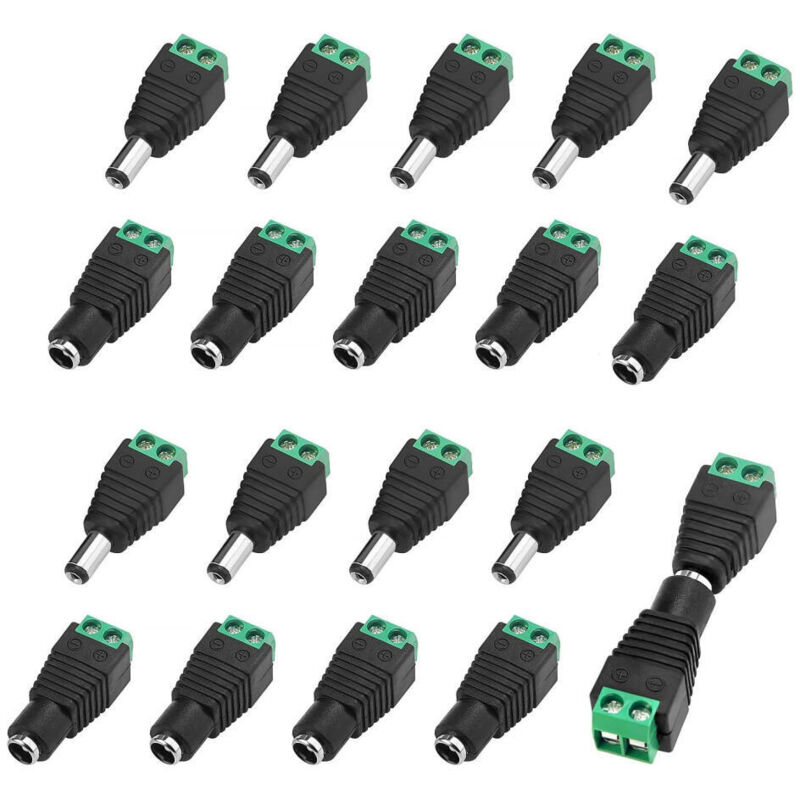 10 Paar 5,5 X 2,1 Mm 12v Dc Stromanschluss Stecker Und Buchse, Stecker Buchse Adapter Schraubklemme Verbinder