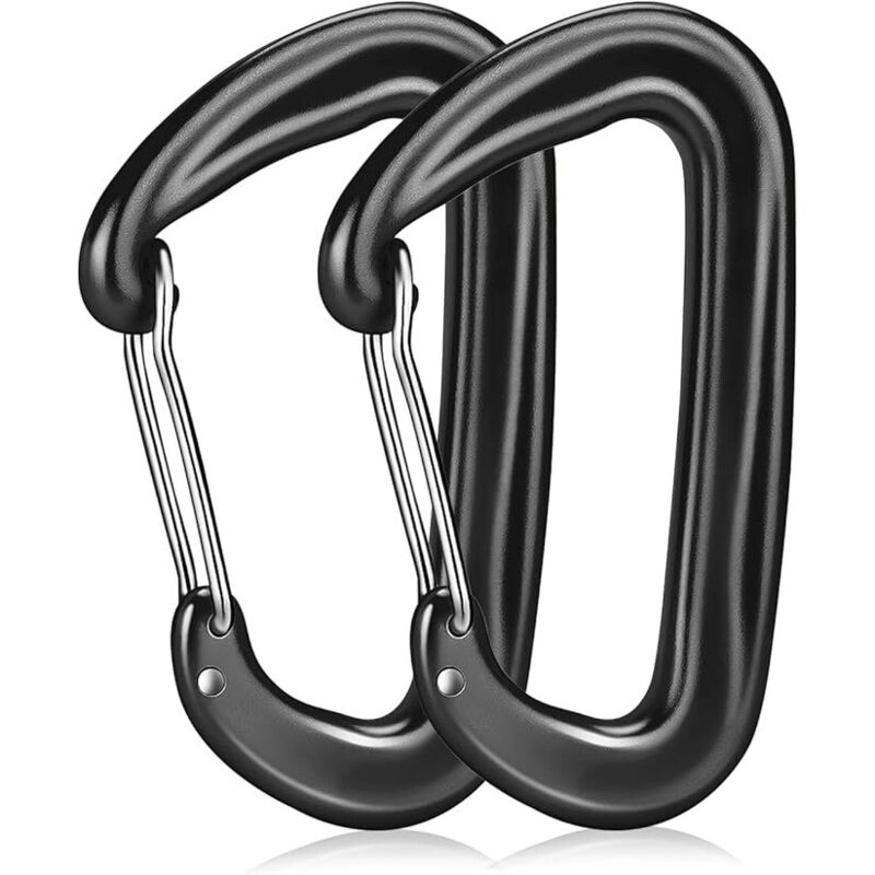2 Stück Großer Karabiner, Tragfähigkeit 1200 Kg, Karabiner Aus Aluminiumlegierung, Robuster Karabiner Für Camping, Wandern, Reisen, Angeln - Schwarz