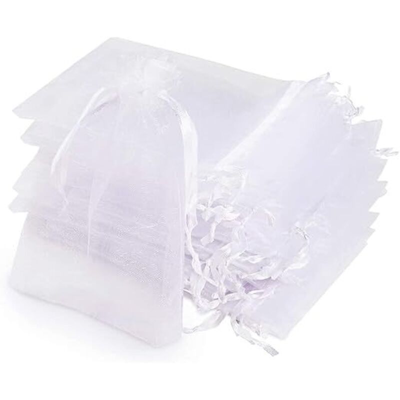 Organza-beutel, 120 Stück Transparente Beutel, 10x15cm, Weiße Organza-geschenktüten Mit Band Für Weihnachtsgeschenke, Organza-säckchen Für Schmuck, Geschenke, Süßigkeiten, Hochzeit, Geburtstag, Gastge