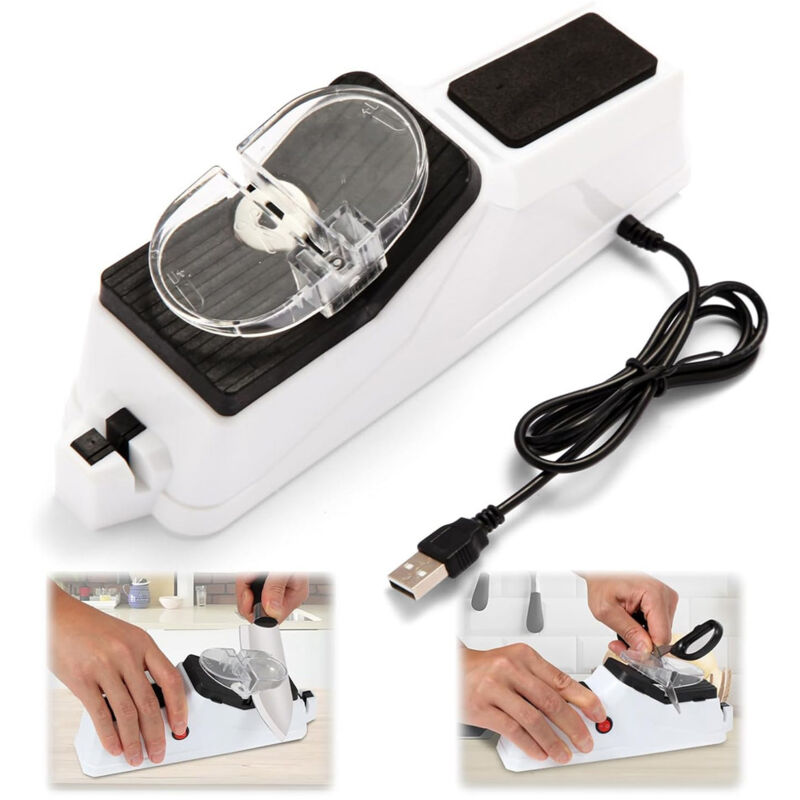 Elektrischer Messerschärfer (usb), Doppelseitiger Messerschärfer, Schnelles Schärfen Und Polieren, Mit Schutzabdeckung (5 Schleifscheiben)