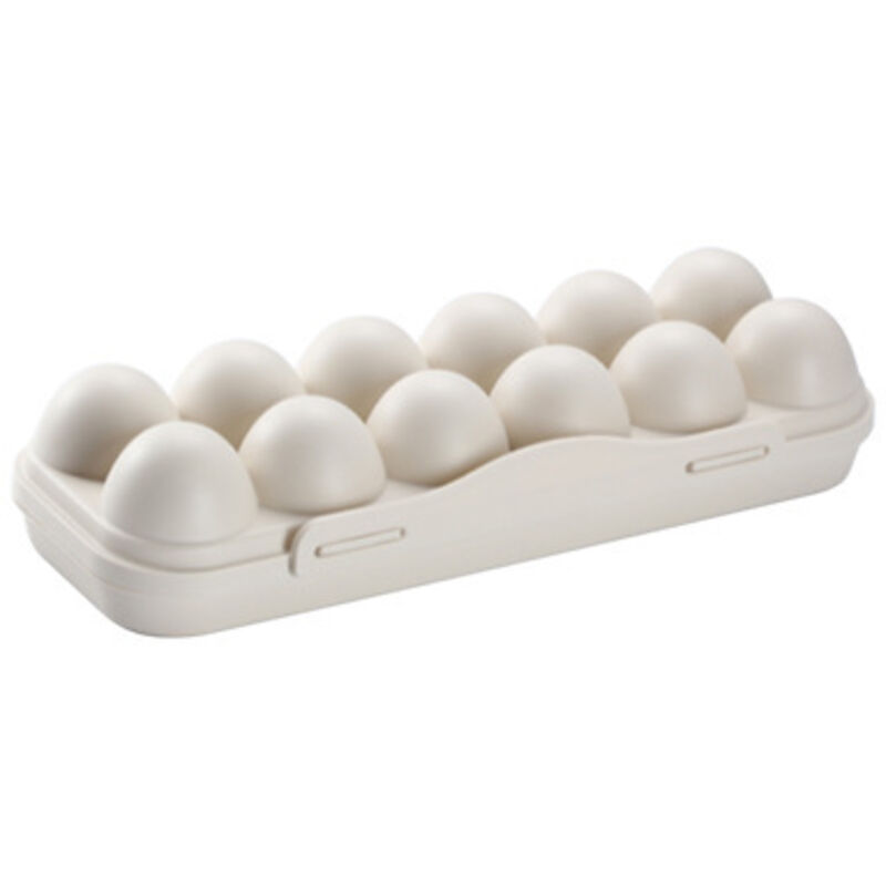 Eierbehälter Für Den Außenbereich Mit Großem Fassungsvermögen, Aus Kunststoff, Für Den Kühlschrank, Stapelbar, Für Camping, Tablett Für 12 Eier, Beige