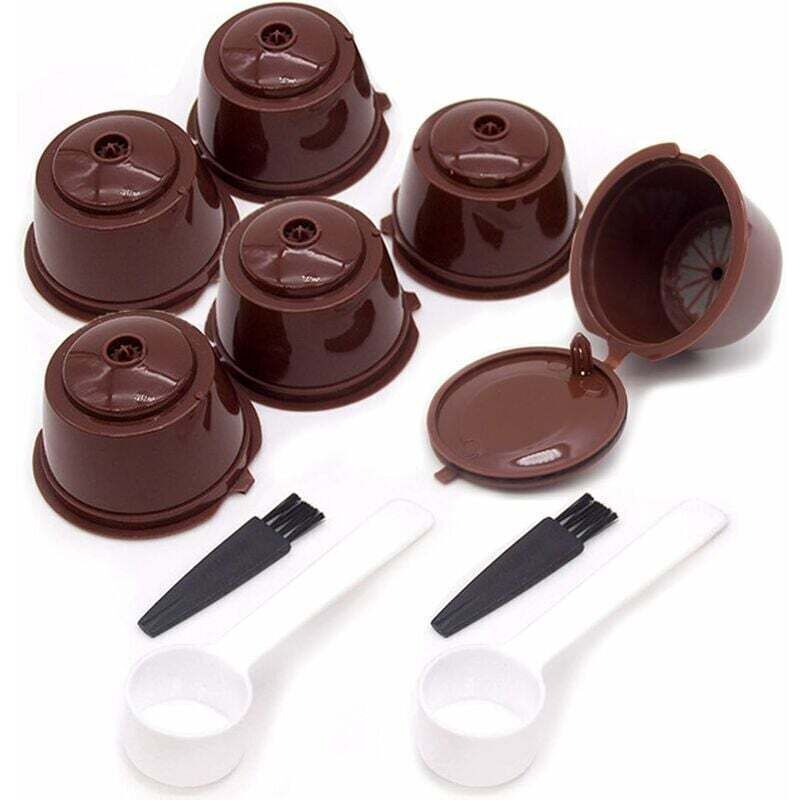 6er-pack Wiederverwendbare, Nachfüllbare Kaffeekapsel-filtertasse Mit 2 Kaffeelöffeln Und 2 Bürsten