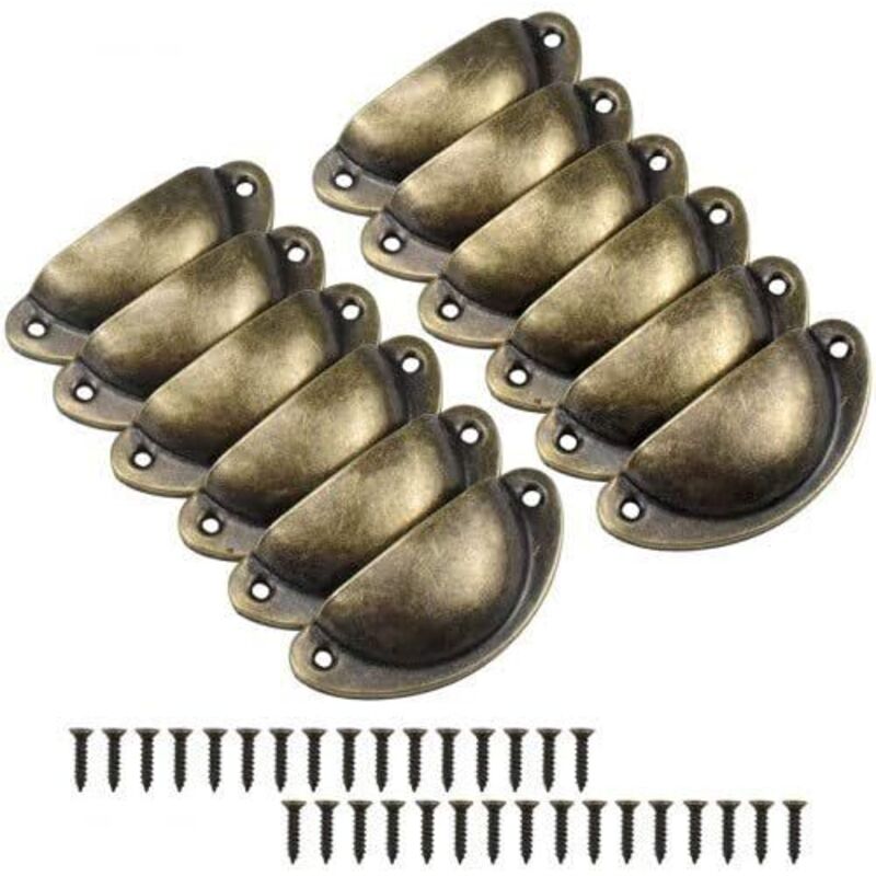 Set Mit 12 Vintage-muschelförmigen Schubladengriffen Aus Halbkreis-metall Für Schrank, Kommode, Haus, Büro, Küche