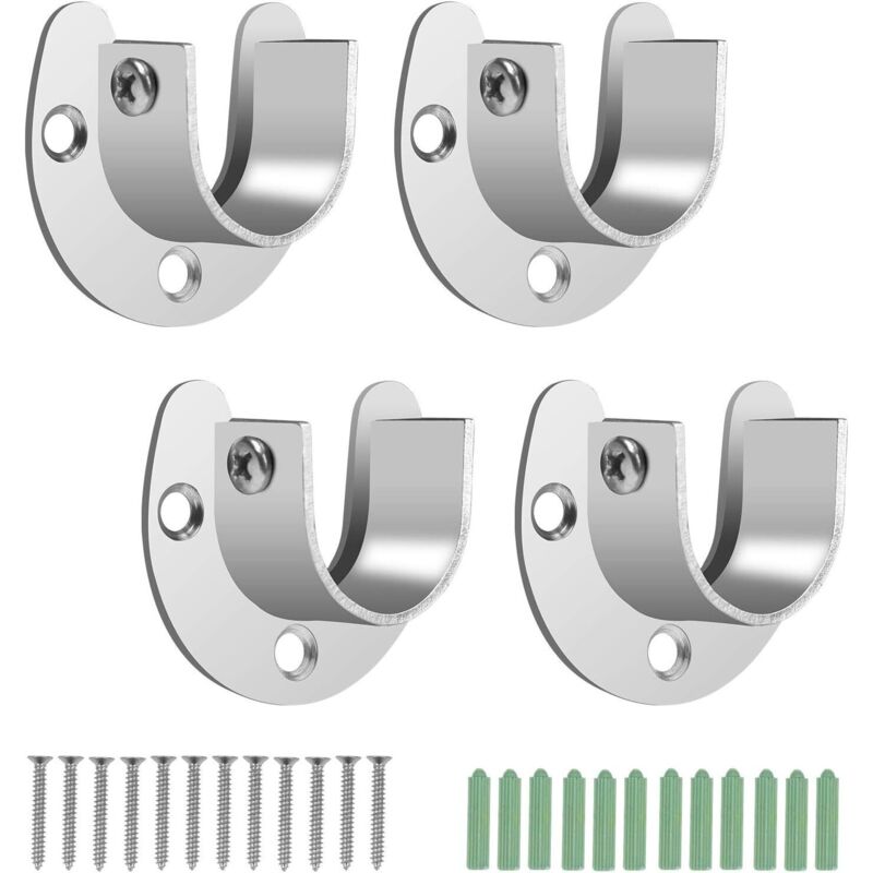 4 Stück Kleiderstangenhalterung 28mm Kleiderstangenhalter Schrank Aus Edelstahl Für Schienensäule Kleidung Unterstützung Für Garderobe Schrank Stange Duschvorhang
