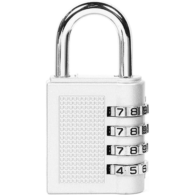 Großes 4-stelliges Zahlenschloss Aus Zinklegierung Für Gepäck, Koffer, Fitnessstudio, Mechanisches Kombinationsschloss, Vorhängeschloss, Schrankschloss, 1 Stück (silber)