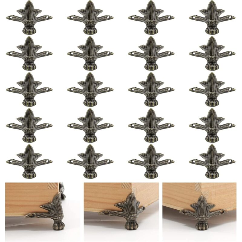 Set Mit 20 Antiken Messing-boxfüßen, Schmuckkästchenfüße Aus Holz, Dekorative Eckenschutzfüße, Bronze