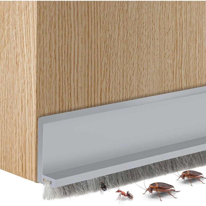 Integrierte Türbodendichtung Mit Bürste, Selbstklebende Türdichtung, Schalldämmend Und Insektenabweisend (groß, Grau)