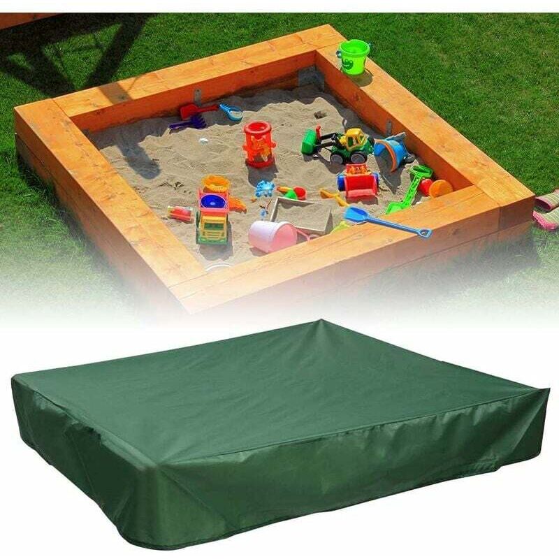 Sandkastenplane 120x120 Cm Wasserdichte Schutzhülle Uv-schutz 70% Für Sandkasten Oxford Mit Kordelzug, Grün