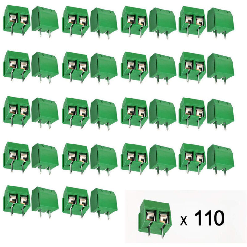 110 Stück Pcb Schraubverbinder, 5mm Grüne Löt-klemmenleiste, Leiterplatten-schraubklemme 2-polig (pin), Grün