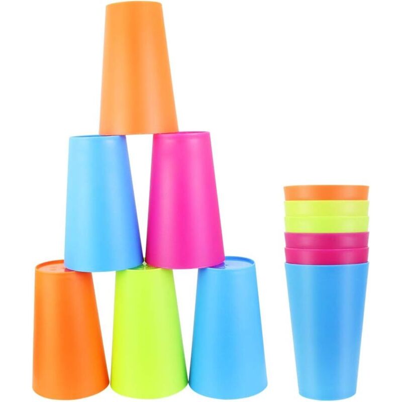 12 Stück Plastikbecher 260ml Zahnbürstenhalter 4 Verschiedene Farben Wiederverwendbarer Tragbarer Becher Für Wasser Geschirr Barbecue Geburtstag Camping Zuhause Kinder Whisky