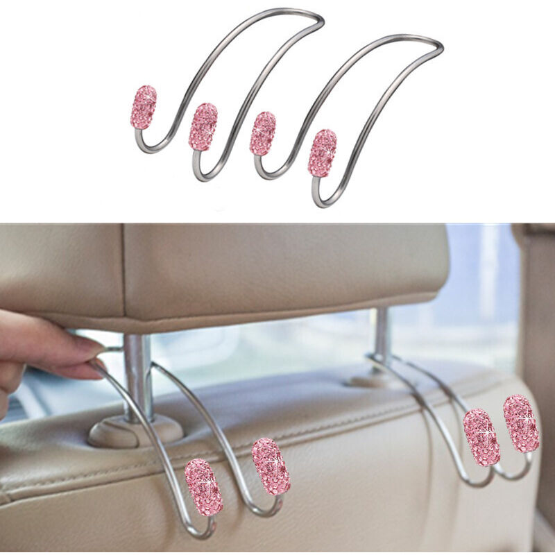 Rosa Autozubehör Für Frauen, 2 Leuchtend Rosa Dekorative Haken Für Taschen Und Beutel, Langlebige Rücksitzhalterung, Handtaschenhaken