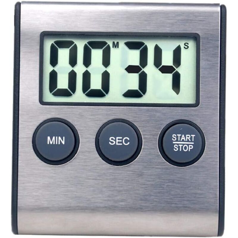 Mini-digital-timer, 24-stunden-format, Countdown Und Stoppuhr, Für Küche, Sport, Studium, Besprechungen, Parken, Medizinische Behandlung Stainless Steel Black
