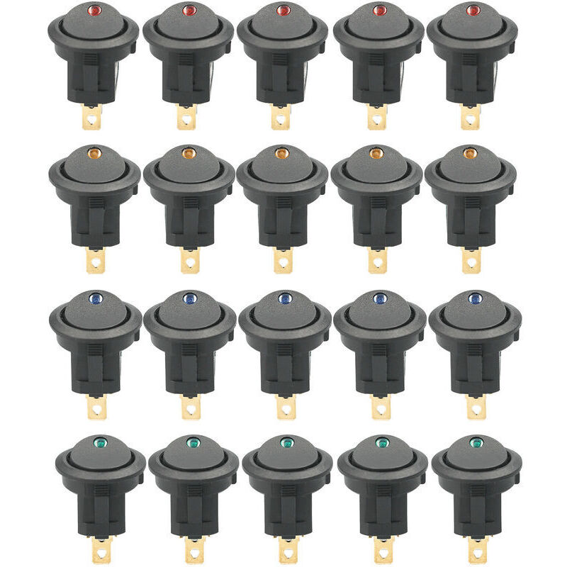 20 Stück Dc 12v 20a Kippschalter Rund Led Licht Wippschalter Ein-aus-schalter Spst Für Auto Lkw Atv Utv (20 Stück)