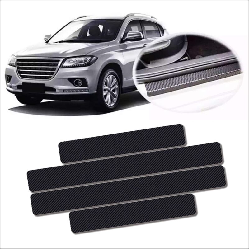 Auto-türschwellerschutz, Schwarz, 606,8 Cm + 406,8 Cm, 4 Kratzschutz Aus Kohlefaser.