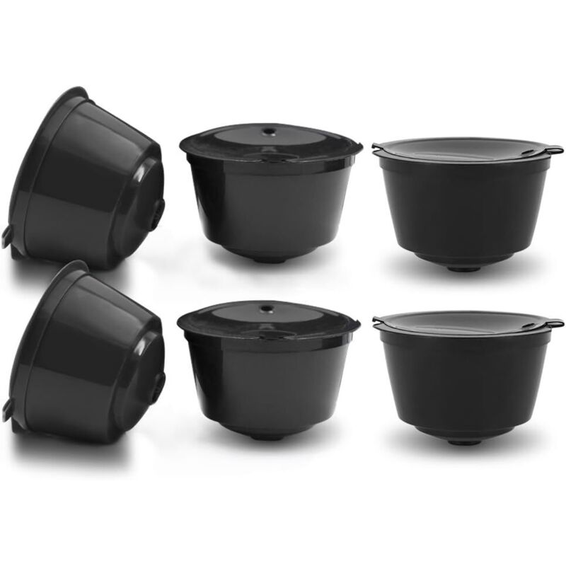 6 Stück Wiederbefüllbare Kaffeekapseln, Wiederverwendbarer Kaffeefilter Mit Kaffeelöffel Und Bürste (6 Stück Schwarz)