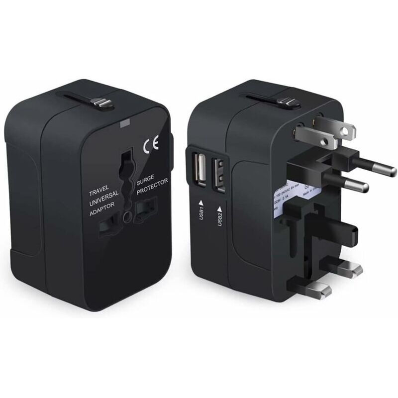 Reise Stecker Adapter Reiseadapter Internationaler Adapter Mit Zwei Usb-anschlüssen Für Japan China Usa/eu/uk/au Etwa 150 Länder