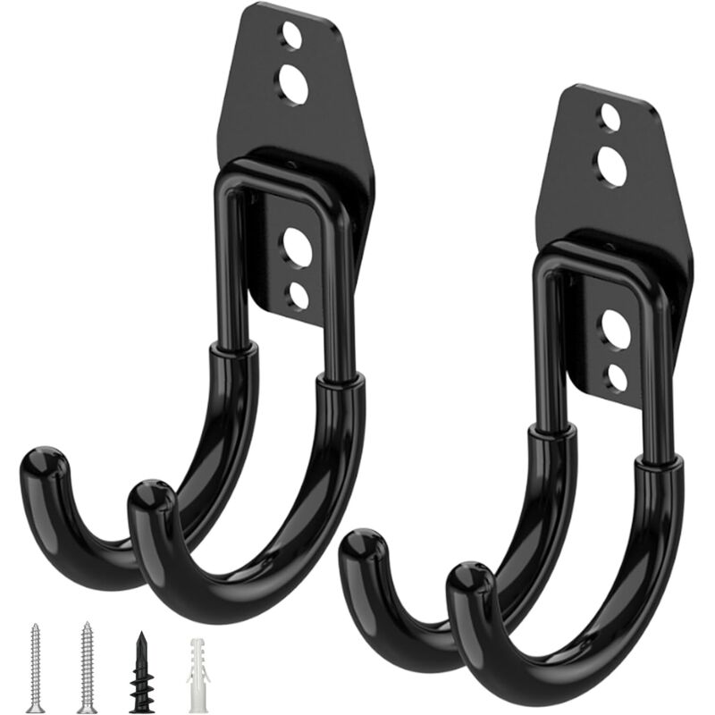 2er-pack Robuste Garagenhaken, Wand-aufbewahrungshaken Aus Stahl, Wandorganizer (klein, Schwarz Und Kreisförmig)