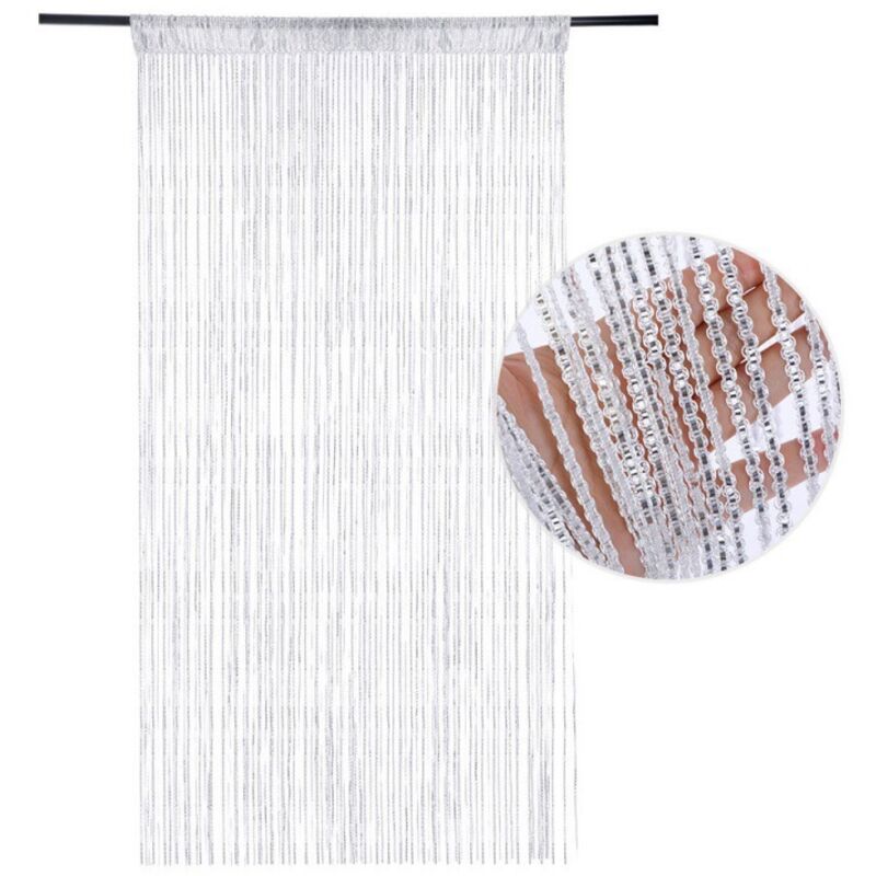 Glitzernder Türvorhang, 100 X 200 Cm, Mit Bommeln, Zur Raumteilung Und Wahrung Der Privatsphäre (silberfarben)