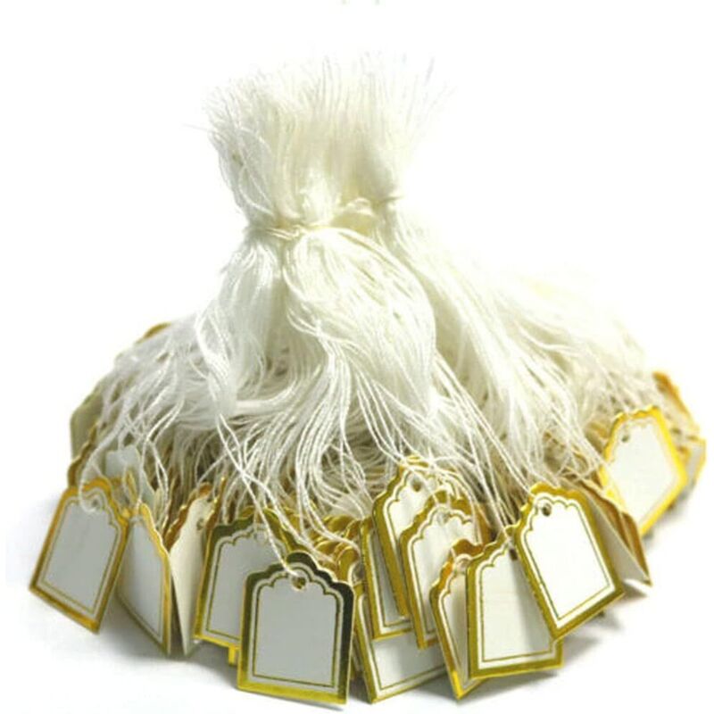Packung Mit 500 Weißen Preisschildern Für Schmuck, Kleidung, Informationen, Geschenkkarten, Quadratische Preisschilder Aus Papier Mit Schnur