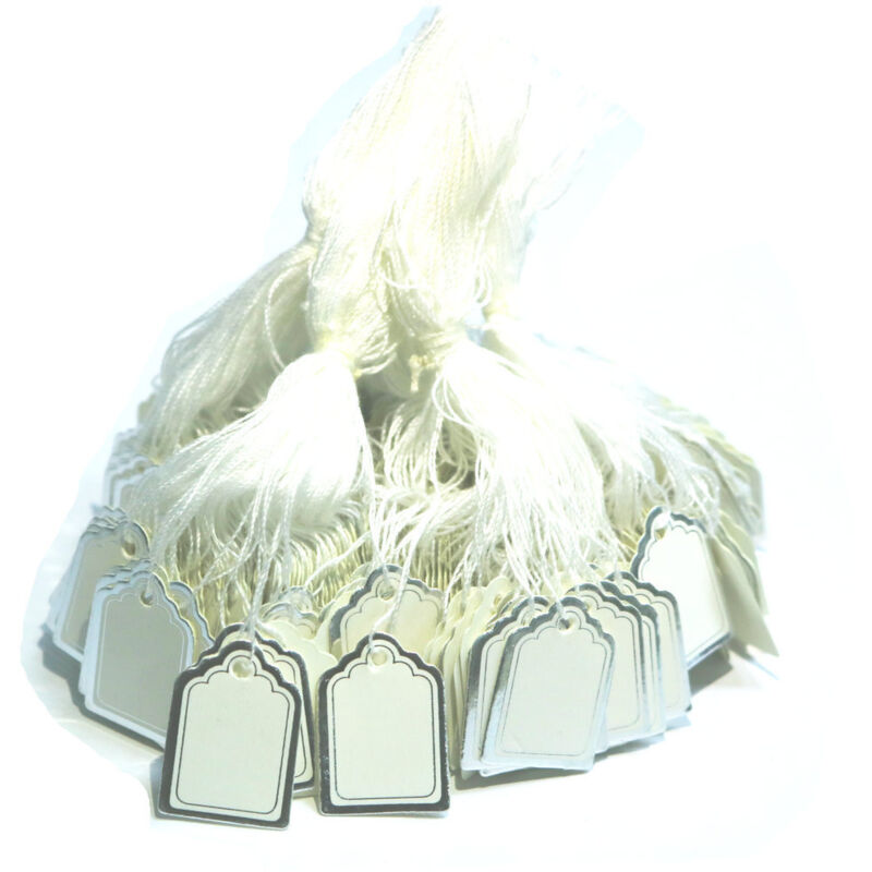 Silber - 500 Stück Weiße Preisschilder Für Schmuck, Kleidung, Informationen, Geschenkkarten, Quadratische Preisschilder Aus Papier Mit Schnur