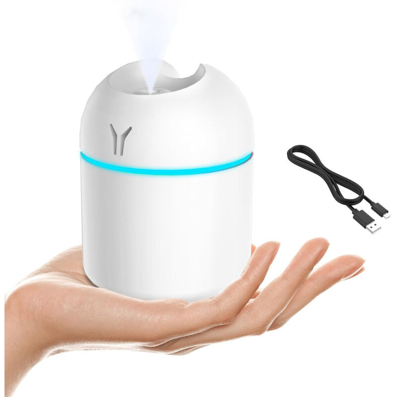 Mini-luftbefeuchter, Tragbar, 3-in-1, Kühler Nebel, 250 Ml, Buntes Nachtlicht, Usb-anschluss, Geeignet Für Auto Und Reisen (weiß)