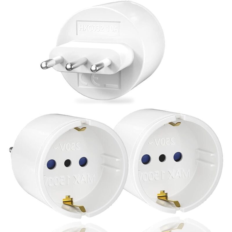 3 Stück Reiseadapter Italien, Reise Stecker Frankreich Nach Italien, Stecker Adapter Italien Typ L Für Italien, Syrien, Uruguay, Chile, Malediven