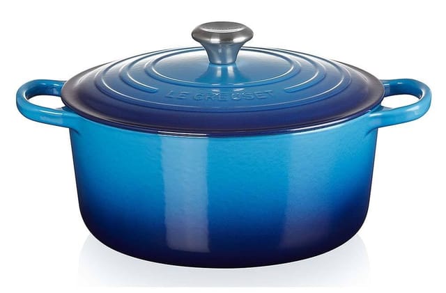 Le Creuset Bräter Signature Rund Gusseisen Azure Blau 24 cm