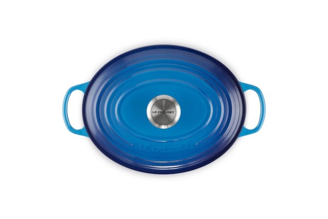 Le Creuset Bräter Signature Oval Gusseisen Azure Blau 27 cm