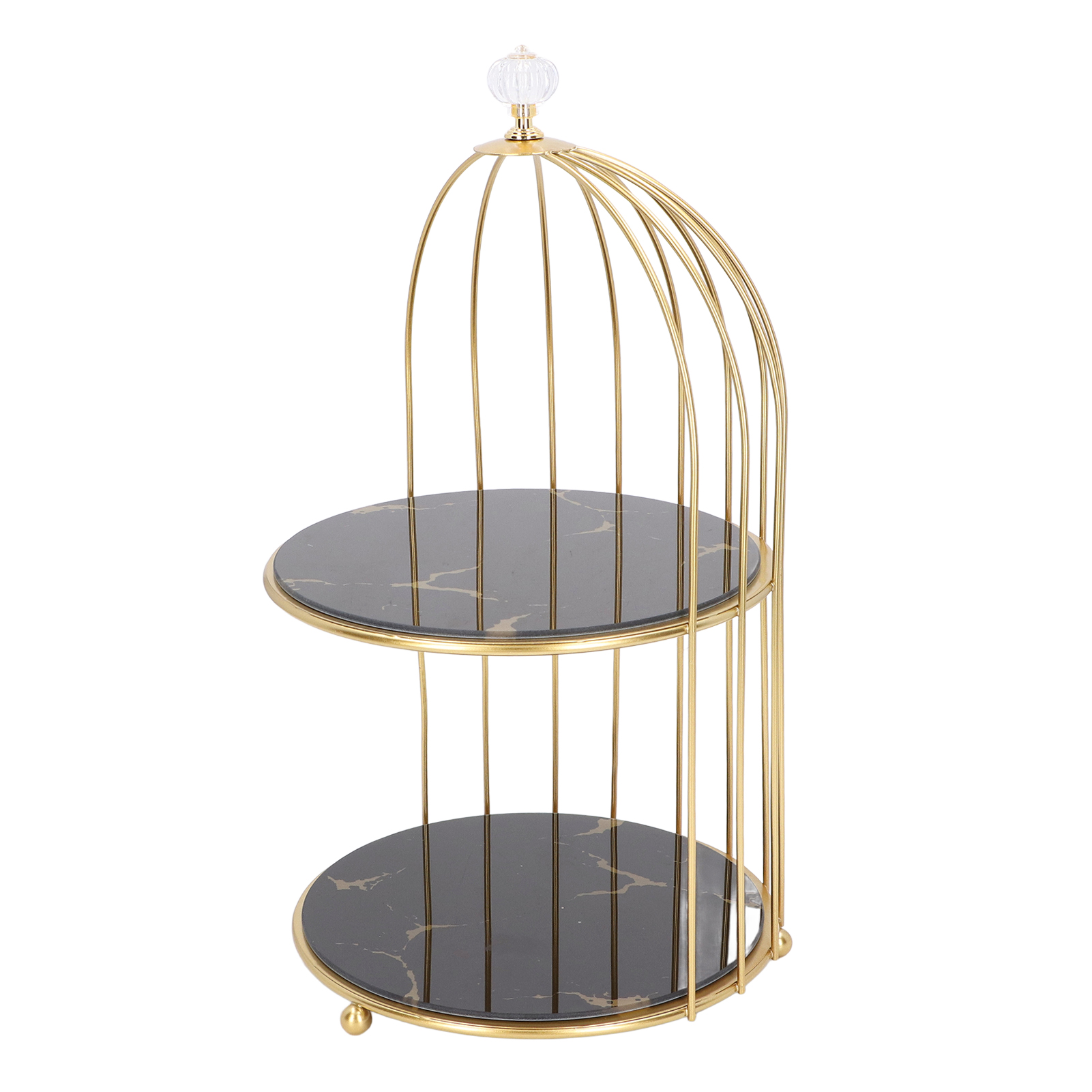 Doppelstöckiges Ablageregal, Vogelkäfig-organizer, Badezimmer- Oder Schminktischständer, Goldener Rahmen, Schwarzer Sockel, Goldenes Muster