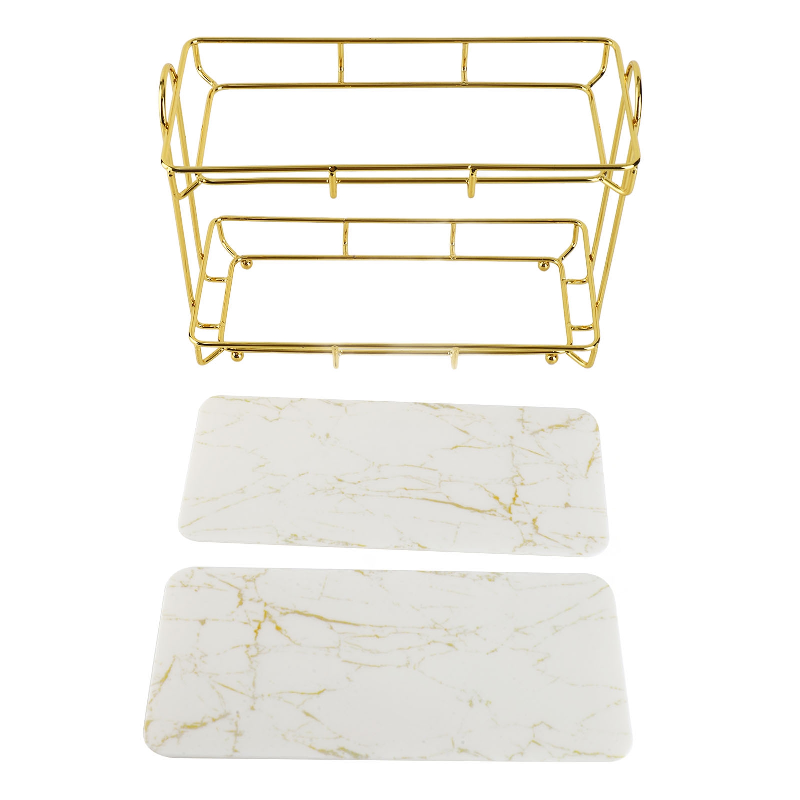 Gold-weißes, Zweistöckiges Badezimmerregal Zur Aufbewahrung Von Make-up, Ergonomisches Design, Rutschfest, Kompakte Größe