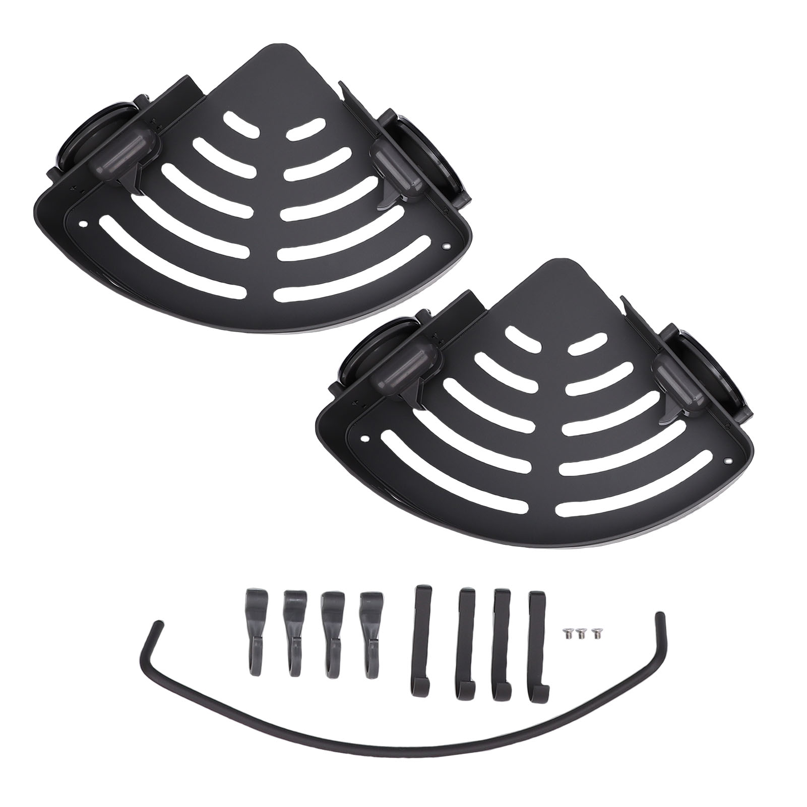 2-stufiges Eckduschregal Mit Saugnäpfen, Kein Bohren Erforderlich, Aluminiumlegierung Mit Haken, Doppellagig Und Handtuchhalter (silber Und Schwarz)