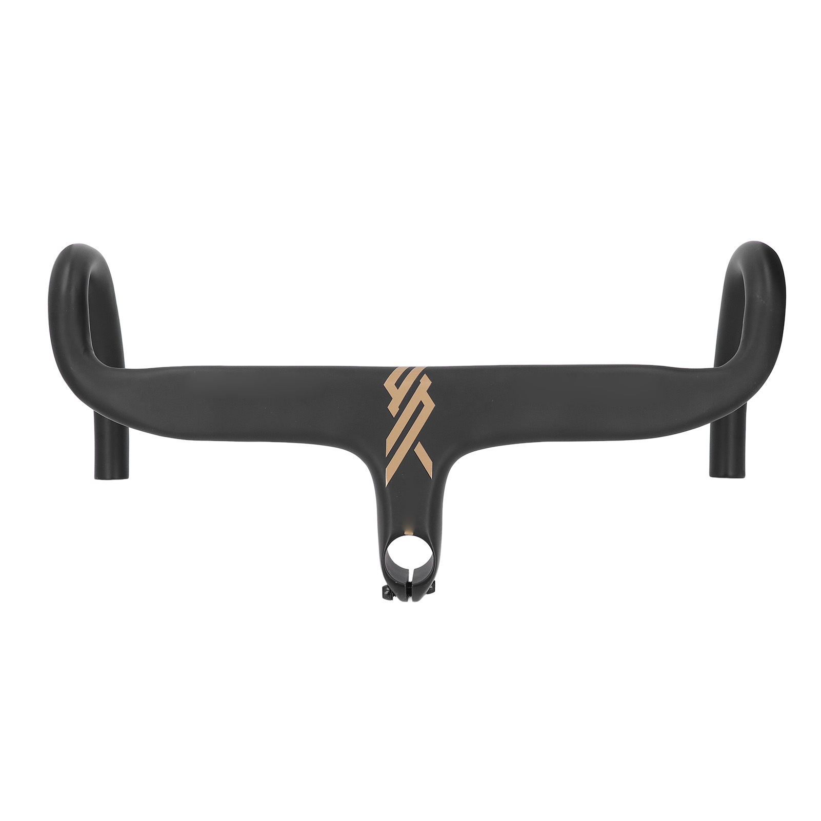 Leichter, Integrierter Fahrradlenker Aus Aluminiumlegierung, Gebogen, Für Rennräder, Schwarz Und Gold.