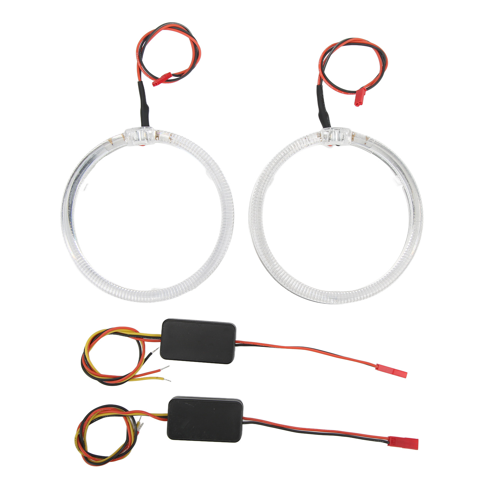 Paar Led-angel-eyes 9/36v Lichtringe Für Autoscheinwerfer, Zweifarbig Weiß Und Gelb, 110 Mm / 4,33 Zoll.
