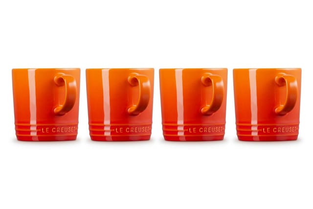 Le Creuset Tasse Becher 4er-Set Ofenrot Steinzeug 350ml