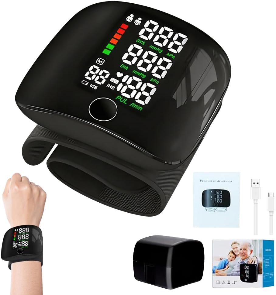 Blutdruckmessgerät Fürs Handgelenk, Wiederaufladbares Blutdruckmessgerät Mit Großem Led-display, Blutdruckmessgerät Mit Sprachansagen Und Messwertspeicher, Für Erwachsene Und Ältere Menschen