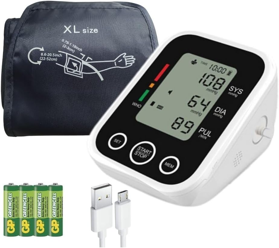 Blutdruckmessgerät Mit Extra Großer Oberarmmanschette (22-52 Cm), Automatisches Blutdruckmessgerät, Herzfrequenzmesser Mit Extra Großem Armband (22-52 Cm)