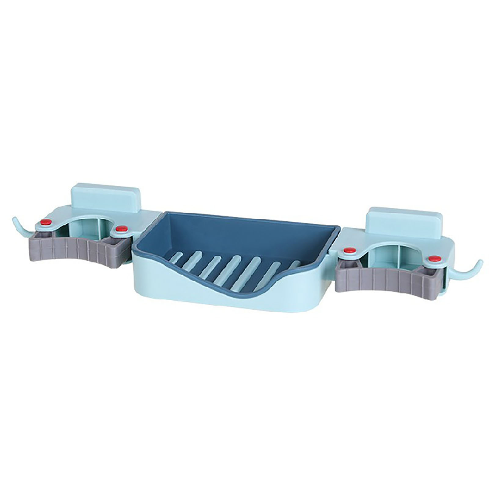 3-in-1 Seifenschale Für Besen Und Mopp, Wandmontage, Haken, Abtropffläche, Seifenhalter, Besenhalter Und Kartenhalter Für Küche Und Bad, Blau, Einheitsgröße