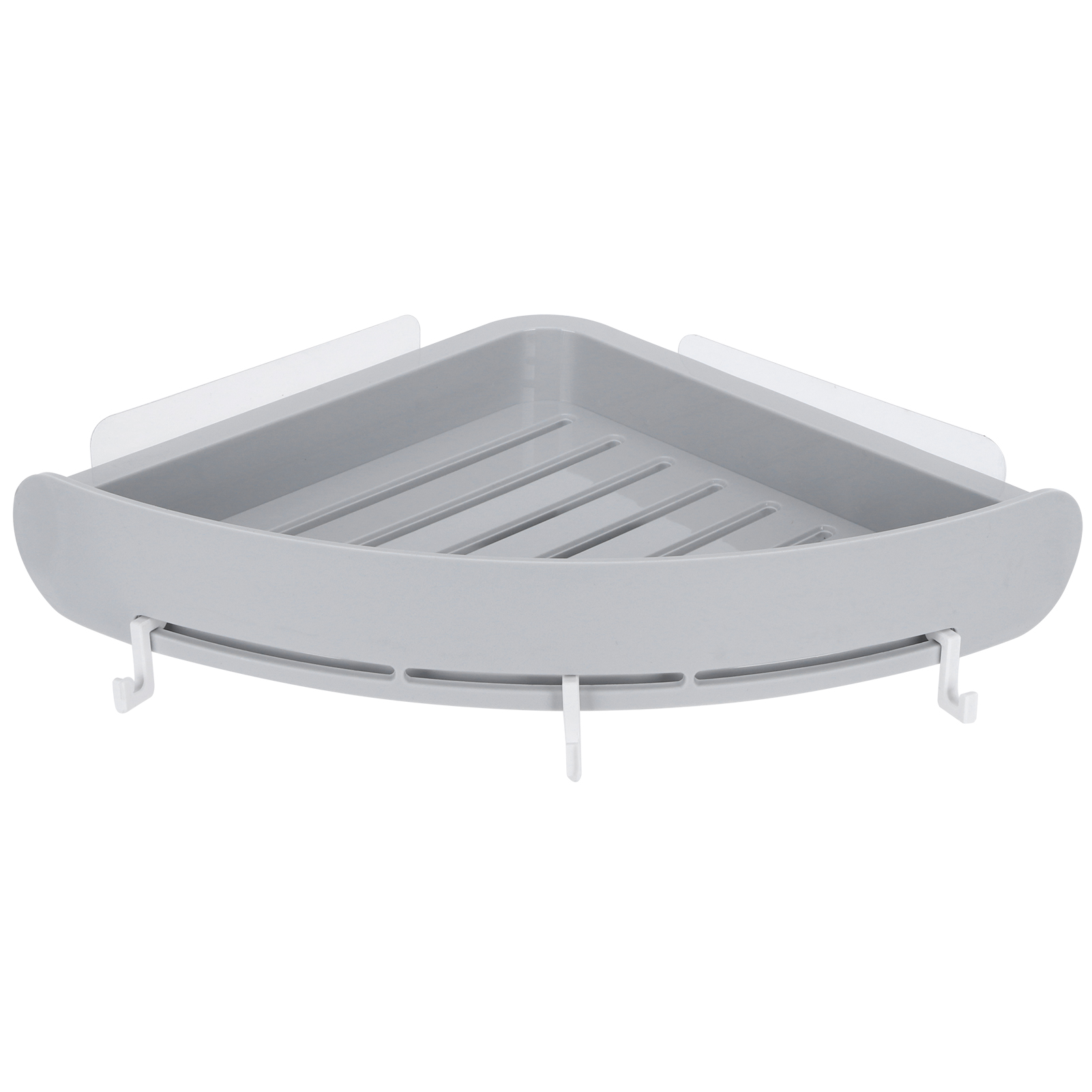 Eckregal Fürs Badezimmer, Ohne Bohren, Mit Shampoo-halter Und Haken (grau)