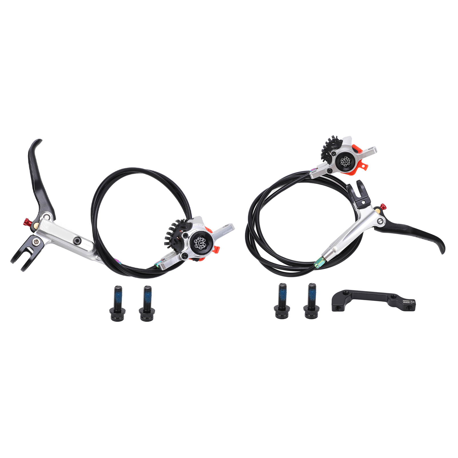 Meijun Fahrrad-scheibenbremsen-set, Rutschfest, Vorne Und Hinten, Mit Hydraulischen Bremssätteln, Silber